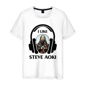 Мужская футболка хлопок с принтом I like Steve Aoki в Рязани, 100% хлопок | прямой крой, круглый вырез горловины, длина до линии бедер, слегка спущенное плечо. | Тематика изображения на принте: beatport | club | dim mak | dj | edm | electro | house | i like | music | production | radio | steve aoki | techno | top | trance | дискотека | звезда | клуб | любимчик | мне нравится | музыка | музыкант | наушники | продюссер | радио | фестиваль