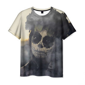 Мужская футболка 3D с принтом Dia de los muertos в Рязани, 100% полиэфир | прямой крой, круглый вырез горловины, длина до линии бедер | Тематика изображения на принте: девушка | день мёртвых | дым | зомби | мертвец | праздник