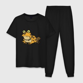 Мужская пижама хлопок с принтом Гипножаба в Рязани, 100% хлопок | брюки и футболка прямого кроя, без карманов, на брюках мягкая резинка на поясе и по низу штанин
 | 