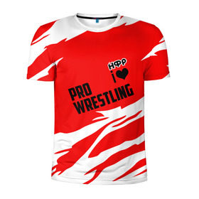 Мужская футболка 3D спортивная с принтом НФР: I Love Pro Wrestling в Рязани, 100% полиэстер с улучшенными характеристиками | приталенный силуэт, круглая горловина, широкие плечи, сужается к линии бедра | danger zone | iwf | wrestling | нфр | опасная зона | реслинг | рестлинг