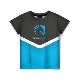 Детская футболка 3D с принтом Team Liquid Uniform в Рязани, 100% гипоаллергенный полиэфир | прямой крой, круглый вырез горловины, длина до линии бедер, чуть спущенное плечо, ткань немного тянется | dota | ggwp | glhf | team | team liquid | дота | игра | тим ликвид | униформа