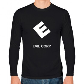 Мужской лонгслив хлопок с принтом Evil corporation в Рязани, 100% хлопок |  | Тематика изображения на принте: mister | mr | robot | зла | корпорация | мистер | робот