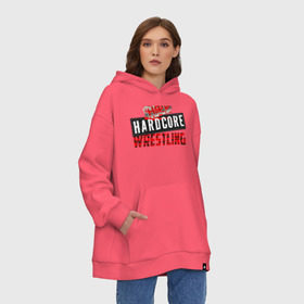 Худи SuperOversize хлопок с принтом НФР Hardcore Wrestling в Рязани, 70% хлопок, 30% полиэстер, мягкий начес внутри | карман-кенгуру, эластичная резинка на манжетах и по нижней кромке, двухслойный капюшон
 | Тематика изображения на принте: danger zone | iwf | wrestling | нфр | опасная зона | реслинг | рестлинг