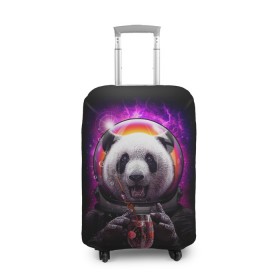 Чехол для чемодана 3D с принтом Panda Cosmonaut в Рязани, 86% полиэфир, 14% спандекс | двустороннее нанесение принта, прорези для ручек и колес | bear | galaxy | panda | space | star | астронавт | галактика | звезда | космонавт | космос | медведь | панда