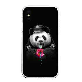 Чехол для iPhone XS Max матовый с принтом Donut Panda в Рязани, Силикон | Область печати: задняя сторона чехла, без боковых панелей | bear | donut | panda | police | коп | медведь | панда | пончик