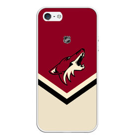 Чехол для iPhone 5/5S матовый с принтом Arizona Coyotes в Рязани, Силикон | Область печати: задняя сторона чехла, без боковых панелей | Тематика изображения на принте: america | canada | hockey | nhl | usa | америка | аризона | канада | койотис | лед | нхл | сша | хоккей