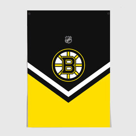 Постер с принтом Boston Bruins в Рязани, 100% бумага
 | бумага, плотность 150 мг. Матовая, но за счет высокого коэффициента гладкости имеет небольшой блеск и дает на свету блики, но в отличии от глянцевой бумаги не покрыта лаком | america | canada | hockey | nhl | usa | америка | бостон | брюинз | канада | лед | нхл | сша | хоккей