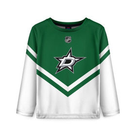 Детский лонгслив 3D с принтом Dallas Stars в Рязани, 100% полиэстер | длинные рукава, круглый вырез горловины, полуприлегающий силуэт
 | america | canada | hockey | nhl | usa | америка | даллас | канада | лед | нхл | старз | сша | хоккей