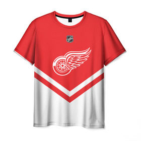 Мужская футболка 3D с принтом Detroit Red Wings в Рязани, 100% полиэфир | прямой крой, круглый вырез горловины, длина до линии бедер | america | canada | hockey | nhl | usa | америка | детройт | канада | лед | нхл | ред | сша | уингз | хоккей