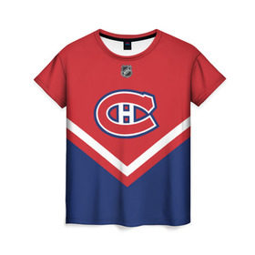 Женская футболка 3D с принтом Montreal Canadiens в Рязани, 100% полиэфир ( синтетическое хлопкоподобное полотно) | прямой крой, круглый вырез горловины, длина до линии бедер | america | canada | hockey | nhl | usa | америка | канада | канадиенс | лед | монреаль | нхл | сша | хоккей