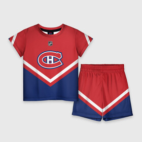 Детский костюм с шортами 3D с принтом Montreal Canadiens в Рязани,  |  | america | canada | hockey | nhl | usa | америка | канада | канадиенс | лед | монреаль | нхл | сша | хоккей