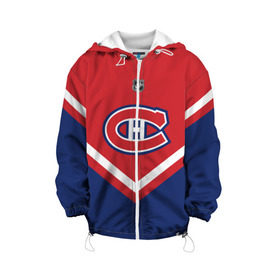Детская куртка 3D с принтом Montreal Canadiens в Рязани, 100% полиэстер | застежка — молния, подол и капюшон оформлены резинкой с фиксаторами, по бокам — два кармана без застежек, один потайной карман на груди, плотность верхнего слоя — 90 г/м2; плотность флисового подклада — 260 г/м2 | america | canada | hockey | nhl | usa | америка | канада | канадиенс | лед | монреаль | нхл | сша | хоккей