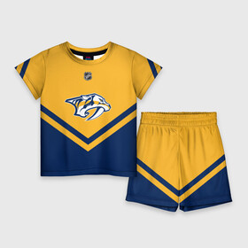 Детский костюм с шортами 3D с принтом Nashville Predators в Рязани,  |  | america | canada | hockey | nhl | usa | америка | канада | лед | нхл | нэшвилл | предаторз | сша | хоккей