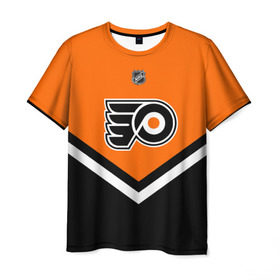 Мужская футболка 3D с принтом Philadelphia Flyers в Рязани, 100% полиэфир | прямой крой, круглый вырез горловины, длина до линии бедер | america | canada | hockey | nhl | usa | америка | канада | лед | нхл | сша | филадельфия | флайерз | хоккей