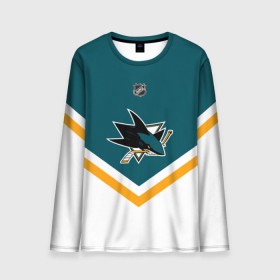 Мужской лонгслив 3D с принтом San Jose Sharks в Рязани, 100% полиэстер | длинные рукава, круглый вырез горловины, полуприлегающий силуэт | america | canada | hockey | nhl | usa | акула | америка | канада | лед | нхл | сан хосе | сша | хоккей | шаркс