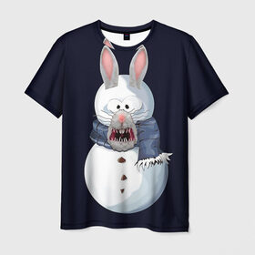 Мужская футболка 3D с принтом Снэпчат кролик в Рязани, 100% полиэфир | прямой крой, круглый вырез горловины, длина до линии бедер | snapchat | радуга | снеговик | снэпчат | уши | фильтр | язык