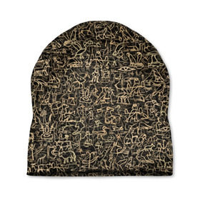 Шапка 3D с принтом Египетские иероглифы в Рязани, 100% полиэстер | универсальный размер, печать по всей поверхности изделия | африка | древний | египет | знак | история | паттерн | письменность | символ | текстура