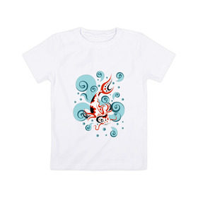 Детская футболка хлопок с принтом Карп Кои в Рязани, 100% хлопок | круглый вырез горловины, полуприлегающий силуэт, длина до линии бедер | Тематика изображения на принте: воды | восток | карп | карп кои | рыбы | япония