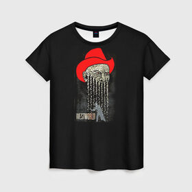 Женская футболка 3D с принтом Мир дикого запада 4 в Рязани, 100% полиэфир ( синтетическое хлопкоподобное полотно) | прямой крой, круглый вырез горловины, длина до линии бедер | westworld | западный мир | мир дикого запада