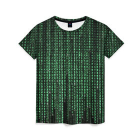 Женская футболка 3D с принтом Матрица в Рязани, 100% полиэфир ( синтетическое хлопкоподобное полотно) | прямой крой, круглый вырез горловины, длина до линии бедер | атака | буквы | виртуальный мир | вирус | гаджет | девайс | иероглифы | интернет | компьютер | матрица | паутина | программист | сеть | символы | софт | хакер | цифры