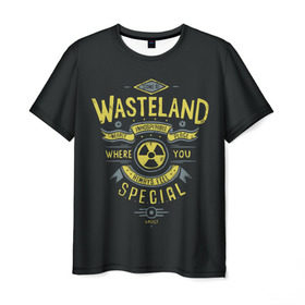 Мужская футболка 3D с принтом Come to Wasteland в Рязани, 100% полиэфир | прямой крой, круглый вырез горловины, длина до линии бедер | atom | bomb | boy | fallout | radioactive | vault | wasteland | атом | бой | бомба | волт | мальчик | радиация | фоллаут | ядерная