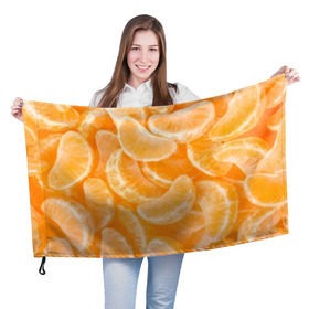 Флаг 3D с принтом Мандаринки на НГ в Рязани, 100% полиэстер | плотность ткани — 95 г/м2, размер — 67 х 109 см. Принт наносится с одной стороны | Тематика изображения на принте: 2017 | желтый | нг | новый год | фрукты