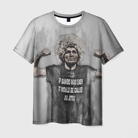 Мужская футболка 3D с принтом Хабиб в Рязани, 100% полиэфир | прямой крой, круглый вырез горловины, длина до линии бедер | khabib | nurmagomedov | ufc | нурмагомедов | хабиб