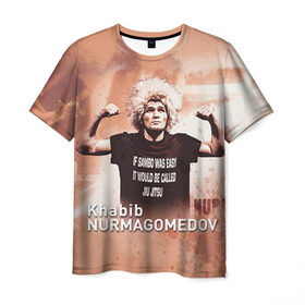 Мужская футболка 3D с принтом Хабиб Нурмагомедов в Рязани, 100% полиэфир | прямой крой, круглый вырез горловины, длина до линии бедер | ufc | хабиб нурмагомедов