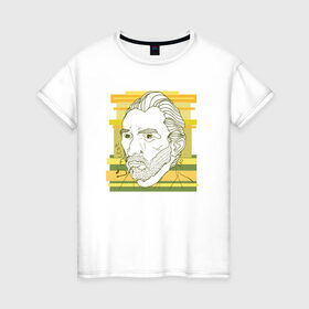 Женская футболка хлопок с принтом Ван Гог в Рязани, 100% хлопок | прямой крой, круглый вырез горловины, длина до линии бедер, слегка спущенное плечо | ван гог | геометрия | глаз | знаенитость | лайнворк | мода | рисунок | тату | художник