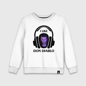 Детский свитшот хлопок с принтом I like Don Diablo в Рязани, 100% хлопок | круглый вырез горловины, эластичные манжеты, пояс и воротник | Тематика изображения на принте: beatport | club | dj | don diablo | edm | electro | house | musical freedom | production | radio | retro style | spinnin | techno | top | trance | клуб | радио | трещины | царапины