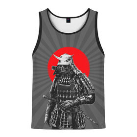 Мужская майка 3D с принтом Мертвый самурай в Рязани, 100% полиэстер | круглая горловина, приталенный силуэт, длина до линии бедра. Пройма и горловина окантованы тонкой бейкой | Тематика изображения на принте: bone | japan | samurai | skelet | skull | warrior | воин | катана | кости | меч | самурай | скелет | череп | япония