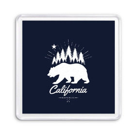 Магнит 55*55 с принтом California Republic в Рязани, Пластик | Размер: 65*65 мм; Размер печати: 55*55 мм | america | bear | california | united states | usa | америка | калифорния | медведь | сша | штаты