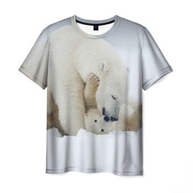 Мужская футболка 3D с принтом Идиллия в Рязани, 100% полиэфир | прямой крой, круглый вырез горловины, длина до линии бедер | айсберг | арктика | животные | лёд | медведи | природа | север | снег