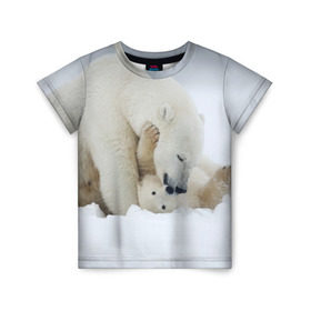 Детская футболка 3D с принтом Идиллия в Рязани, 100% гипоаллергенный полиэфир | прямой крой, круглый вырез горловины, длина до линии бедер, чуть спущенное плечо, ткань немного тянется | айсберг | арктика | животные | лёд | медведи | природа | север | снег
