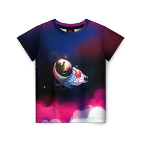 Детская футболка 3D с принтом Ёжик в космосе в Рязани, 100% гипоаллергенный полиэфир | прямой крой, круглый вырез горловины, длина до линии бедер, чуть спущенное плечо, ткань немного тянется | в тумане | еж