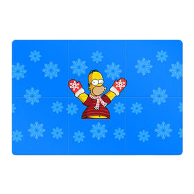 Магнитный плакат 3Х2 с принтом Симпсоны новогодние 2 в Рязани, Полимерный материал с магнитным слоем | 6 деталей размером 9*9 см | Тематика изображения на принте: simpsons | барт | барт симпсон | гомер | гомер симпсон | новый год | симпсоны | снег | снежинки