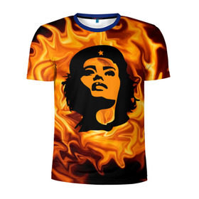 Мужская футболка 3D спортивная с принтом Revolutionary girl в Рязани, 100% полиэстер с улучшенными характеристиками | приталенный силуэт, круглая горловина, широкие плечи, сужается к линии бедра | звезда | огонь | патриотизм | пламя | революционер | революция | россия | че гевара