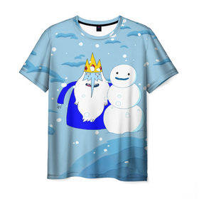 Мужская футболка 3D с принтом Ice King New Year в Рязани, 100% полиэфир | прямой крой, круглый вырез горловины, длина до линии бедер | 