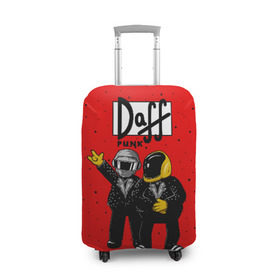 Чехол для чемодана 3D с принтом Daff Punk в Рязани, 86% полиэфир, 14% спандекс | двустороннее нанесение принта, прорези для ручек и колес | donut | homer | music | simpson | барт | гомер | музыка | пончик | симпсон