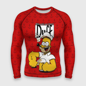 Мужской рашгард 3D с принтом Duff Beer в Рязани,  |  | bart | donut | griffin | homer | popeye | simpson | барт | гомер | гриффин | капитан | моряк | симпсон | стьюи | якорь