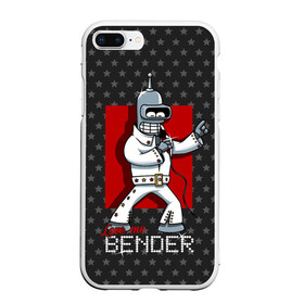 Чехол для iPhone 7Plus/8 Plus матовый с принтом Bender Presley в Рязани, Силикон | Область печати: задняя сторона чехла, без боковых панелей | bender | elvis presley | fry | futurama | hermes | rock n roll | zoidberg | бендер | гермес | зойдберг | робот | рок н ролл | туранга | фрай | футурама | элвис пресли