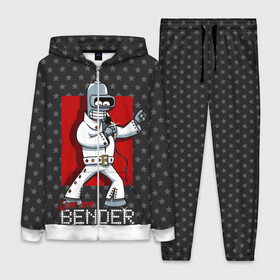 Женский костюм 3D с принтом Bender Presley в Рязани,  |  | Тематика изображения на принте: bender | elvis presley | fry | futurama | hermes | rock n roll | zoidberg | бендер | гермес | зойдберг | робот | рок н ролл | туранга | фрай | футурама | элвис пресли