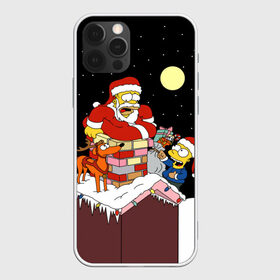 Чехол для iPhone 12 Pro Max с принтом Симпсон - Санта Клаус в Рязани, Силикон |  | bart | christmas | happy new year | homer simpson | the simpsons | барт | гомер | дед мороз | луна | новый год | олень | подарки | санта | снег | собака | сосульки