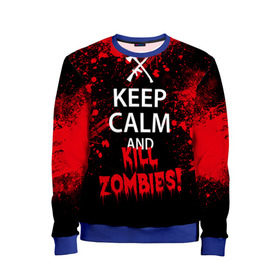 Детский свитшот 3D с принтом Keep Calm & Kill Zombies в Рязани, 100% полиэстер | свободная посадка, прямой крой, мягкая тканевая резинка на рукавах и понизу свитшота | Тематика изображения на принте: bone | carl | rick | skelet | skull | walking dead | zombie | граймс | зомби | карл | нежить | нечисть | рик | скелет | ходячие мертвецы | череп