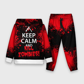 Детский костюм 3D (с толстовкой) с принтом Keep Calm  Kill Zombies в Рязани,  |  | bone | carl | rick | skelet | skull | walking dead | zombie | граймс | зомби | карл | нежить | нечисть | рик | скелет | ходячие мертвецы | череп