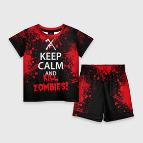 Детский костюм с шортами 3D с принтом Keep Calm  Kill Zombies в Рязани,  |  | bone | carl | rick | skelet | skull | walking dead | zombie | граймс | зомби | карл | нежить | нечисть | рик | скелет | ходячие мертвецы | череп