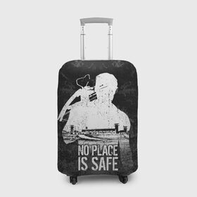 Чехол для чемодана 3D с принтом No Place is Safe в Рязани, 86% полиэфир, 14% спандекс | двустороннее нанесение принта, прорези для ручек и колес | bone | carl | rick | skelet | skull | walking dead | zombie | граймс | зомби | карл | кости | рик | скелет | ходячие мертвецы | череп