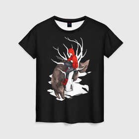 Женская футболка 3D с принтом Волчонок в Рязани, 100% полиэфир ( синтетическое хлопкоподобное полотно) | прямой крой, круглый вырез горловины, длина до линии бедер | teen wolf