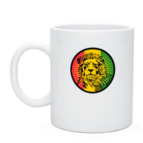 Кружка с принтом Ямайский лев в Рязани, керамика | объем — 330 мл, диаметр — 80 мм. Принт наносится на бока кружки, можно сделать два разных изображения | Тематика изображения на принте: лев | раста | ямайка