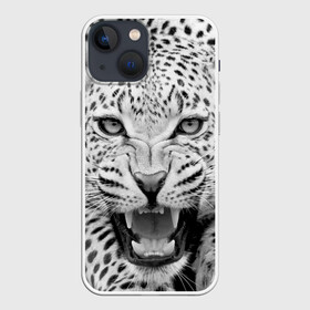 Чехол для iPhone 13 mini с принтом Леопард в Рязани,  |  | animal | eyes | jaws | leopard | malicious | predator | spotted | teeth | wild | взгляд | дикий | животное | злой | клыки | леопард | оскал | пасть | пятнистый | хищник